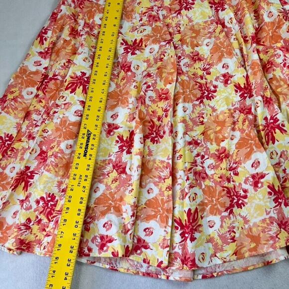 Woman Within Midi Skirt Large Pink Linen Blend Floral Print A Line Pullon - Picture 3 of 7